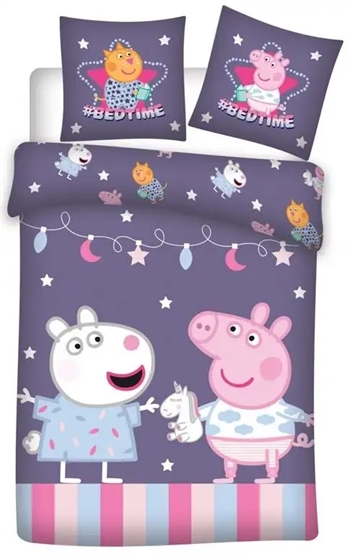 Billede af Gurli Gris junior sengetøj 100x140 cm - Gurli gris og Frida får - 2 i 1 design - 100% bomuld hos Shopdyner.dk